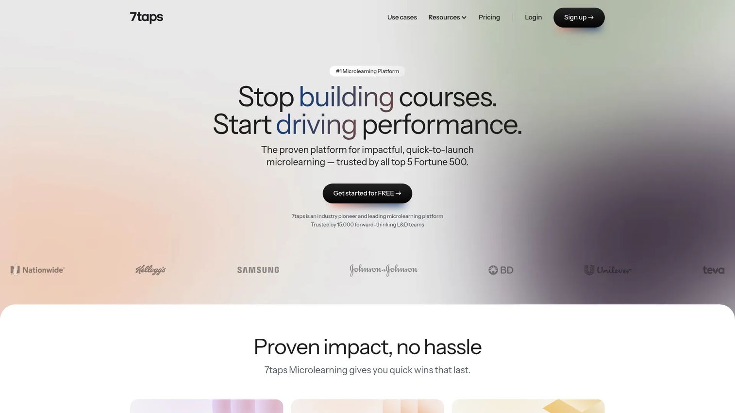 7taps microlearning platform homepage