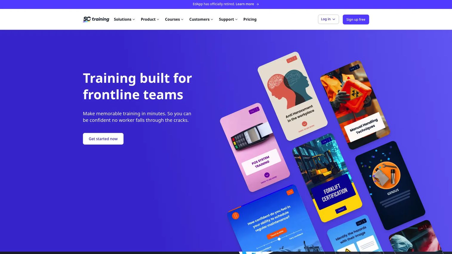 SC Training mobile learning platform homepage