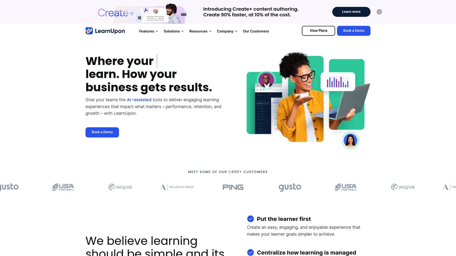 LearnUpon LMS platform homepage