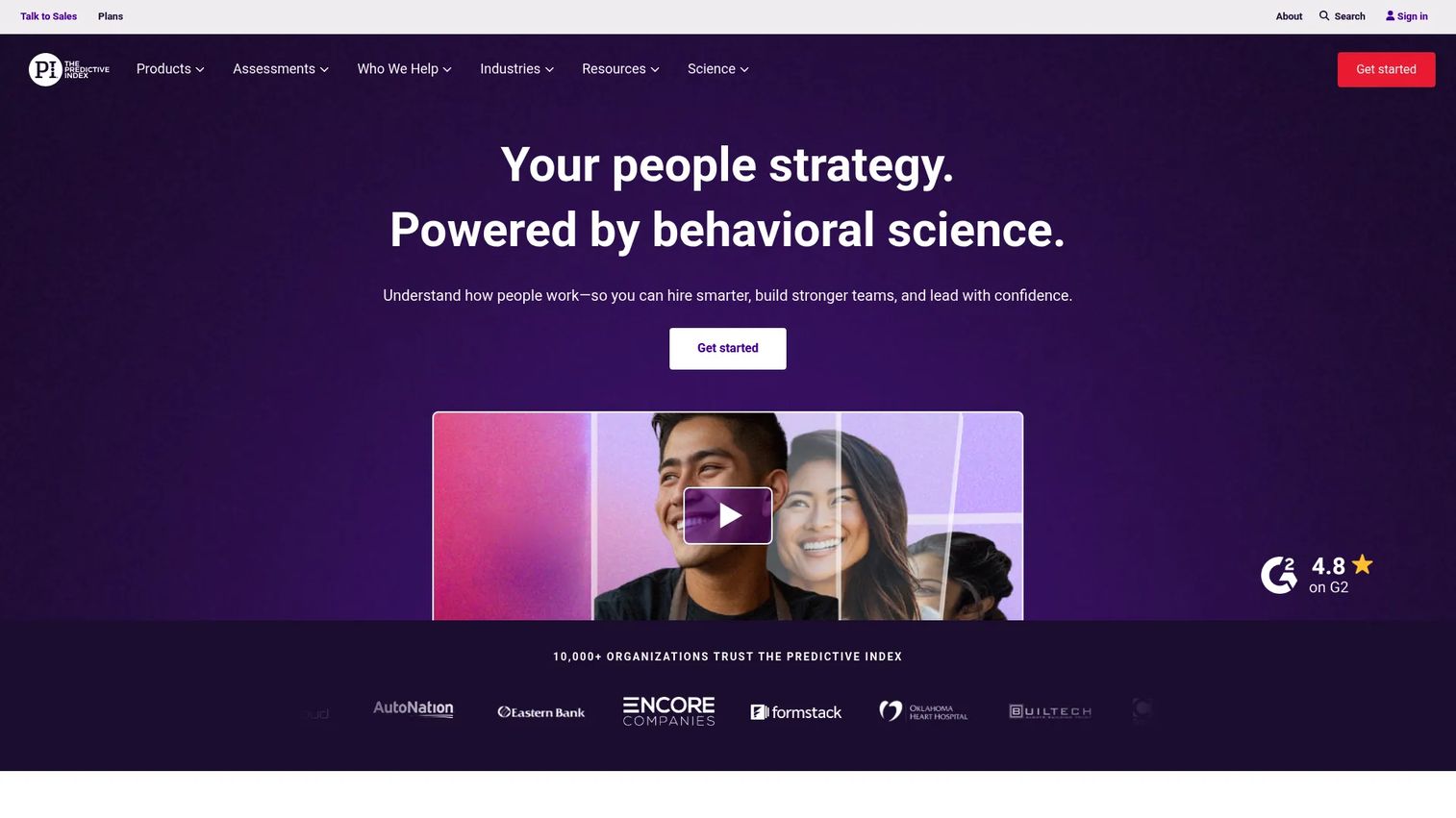 The Predictive Index talent optimization platform homepage