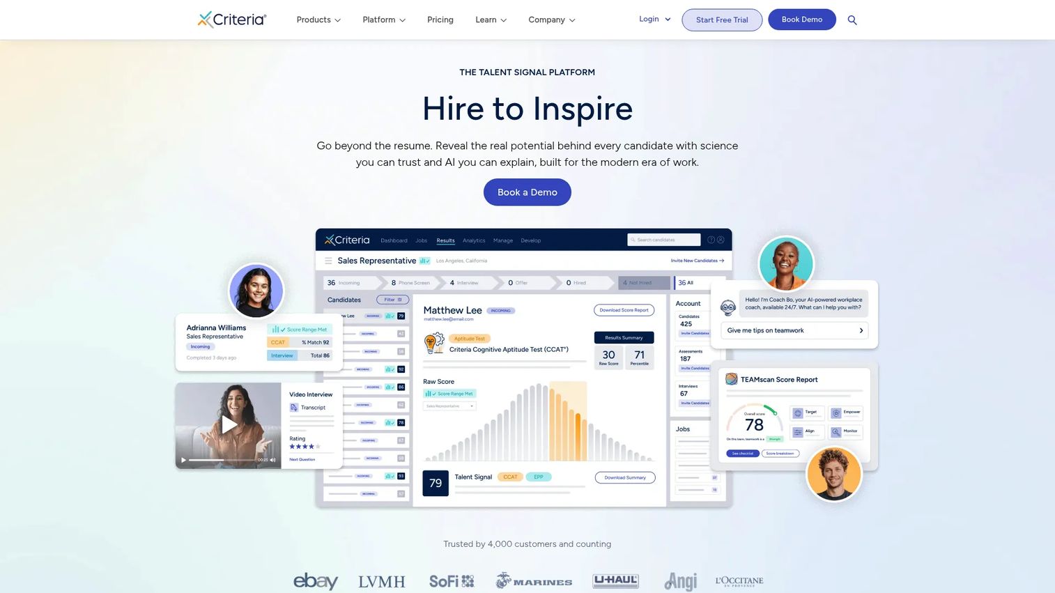 Criteria Corp talent assessment platform homepage