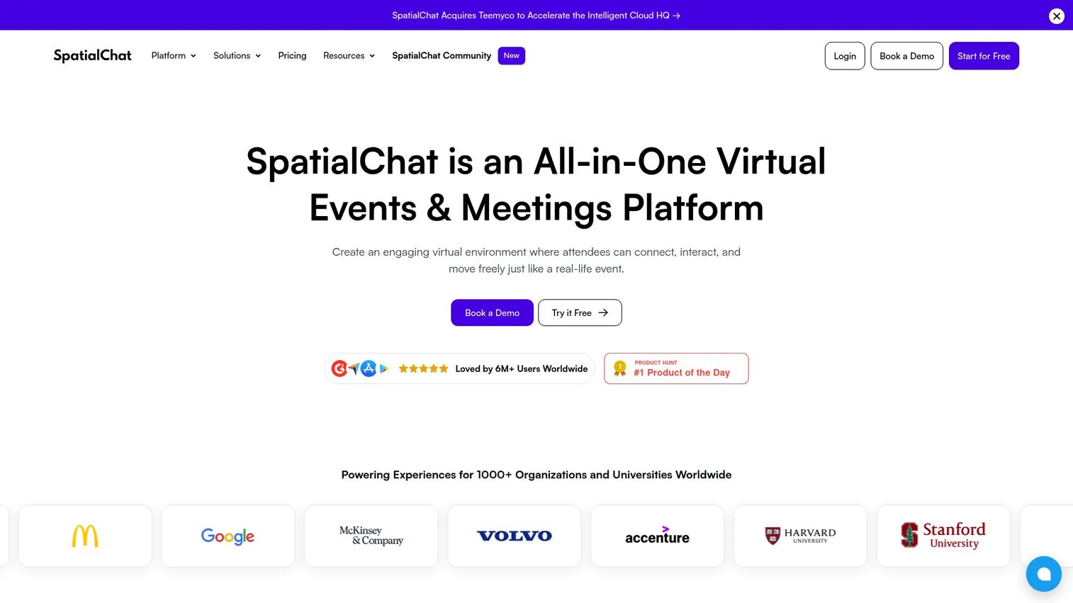 SpatialChat virtual events platform homepage