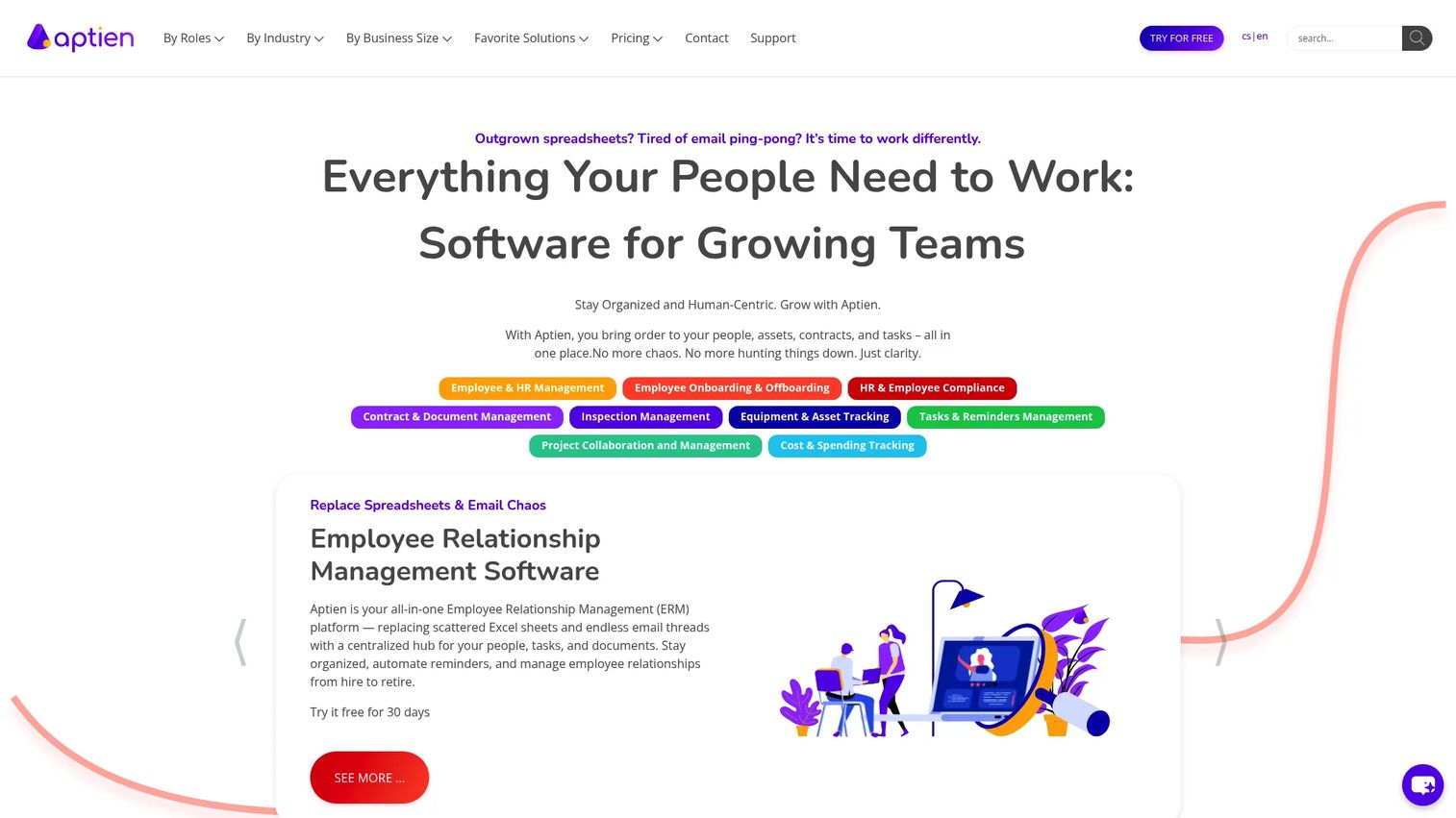 Aptien lifecycle management platform with checklists and asset tracking