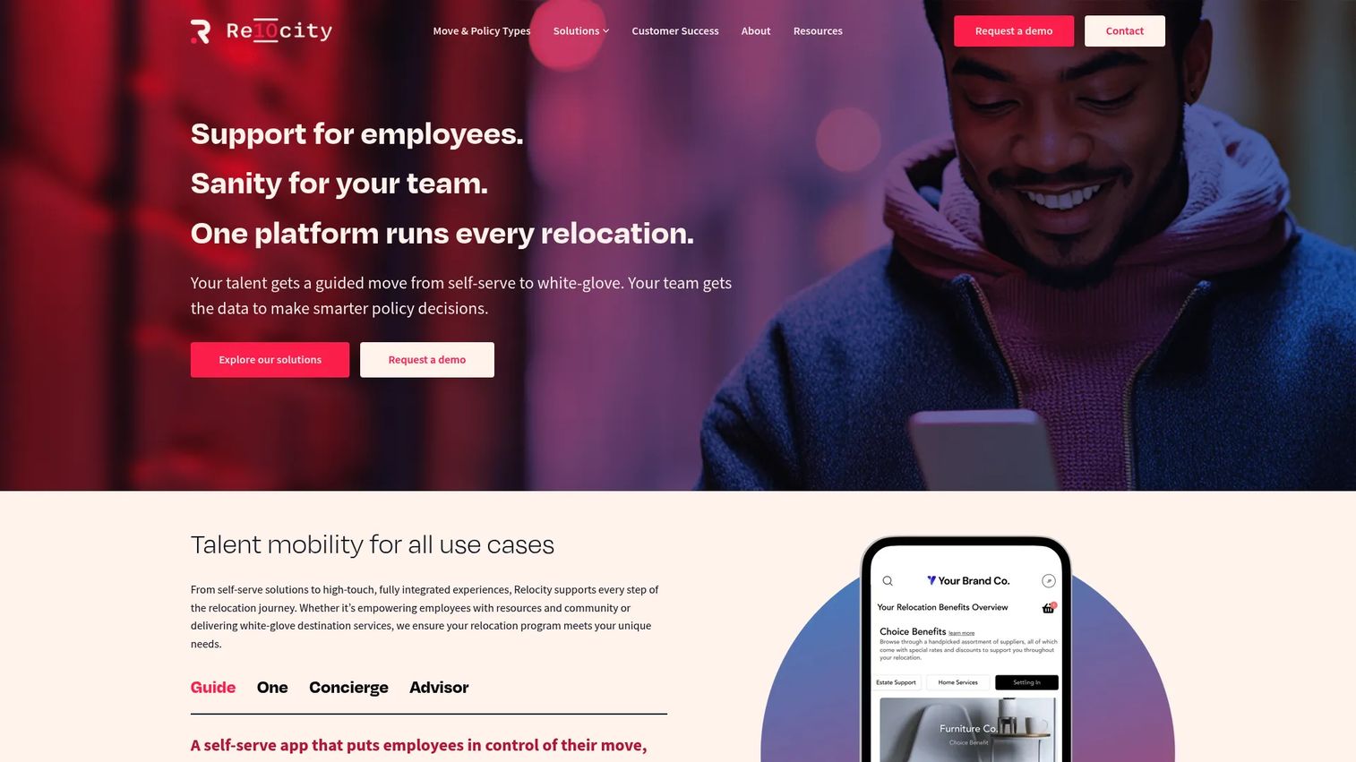 Relocity talent mobility platform homepage