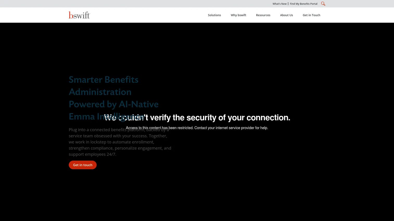 bswift homepage showing AI-native benefits administration platform