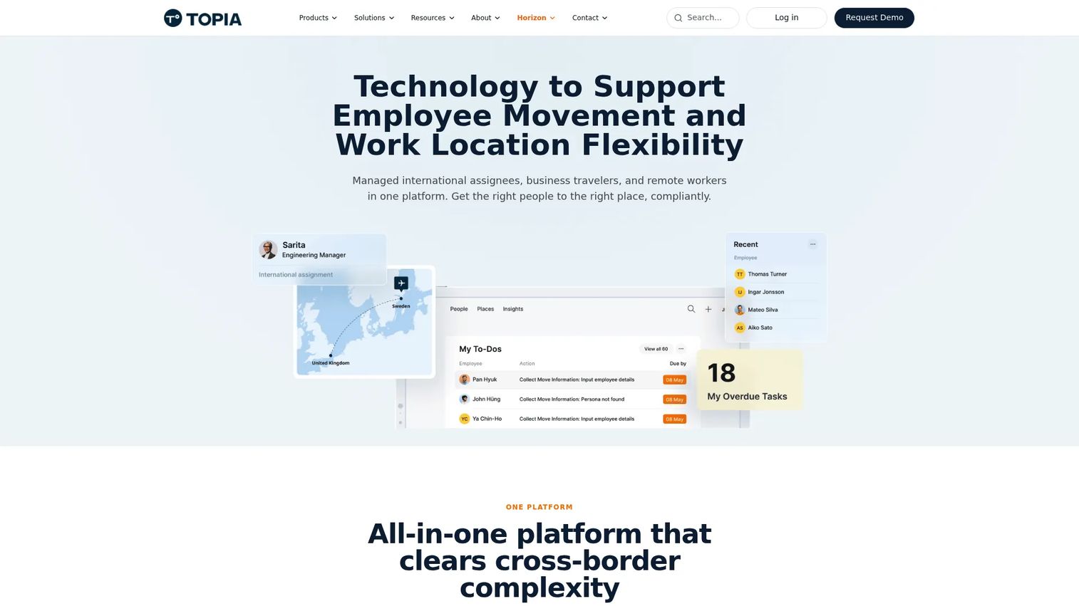 Topia global mobility platform homepage