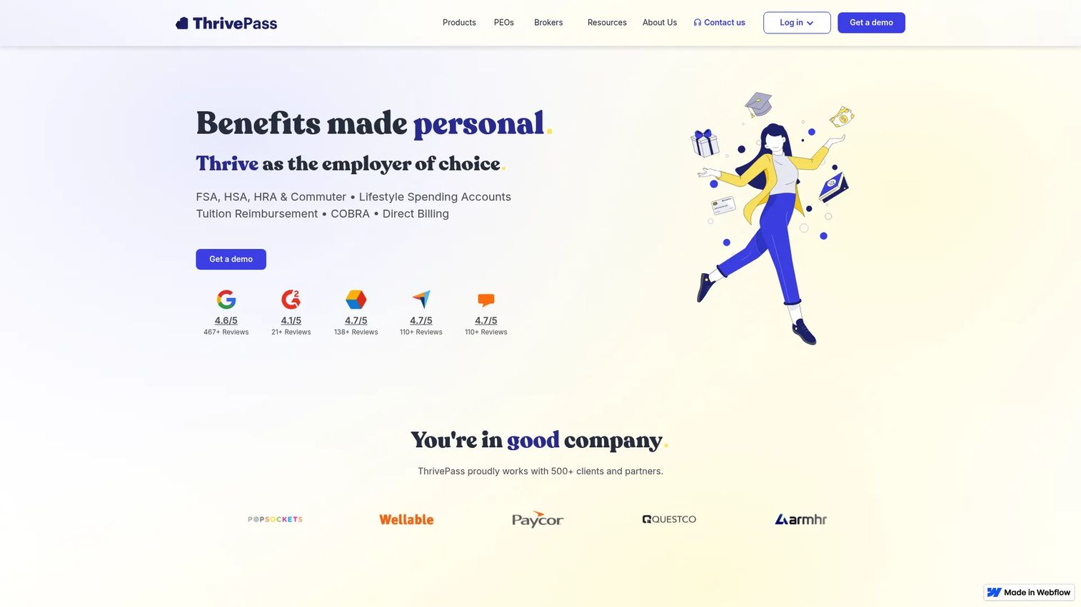 ThrivePass employee benefits and spending accounts homepage
