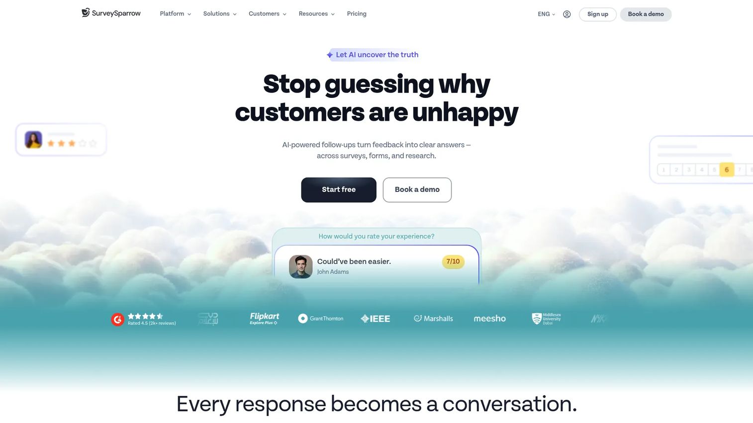 SurveySparrow conversational exit survey experience
