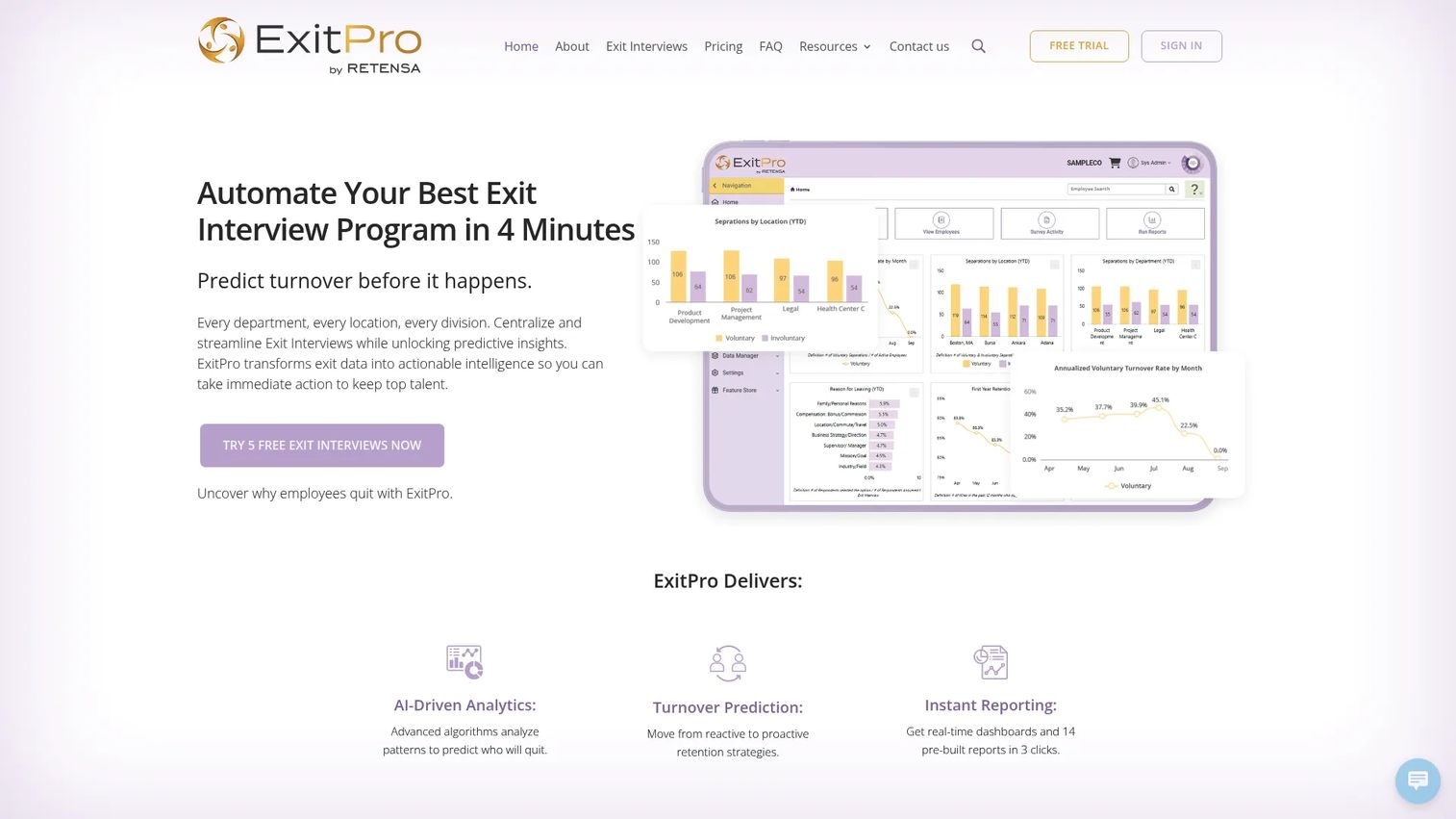 ExitPro automated exit interview software dashboard