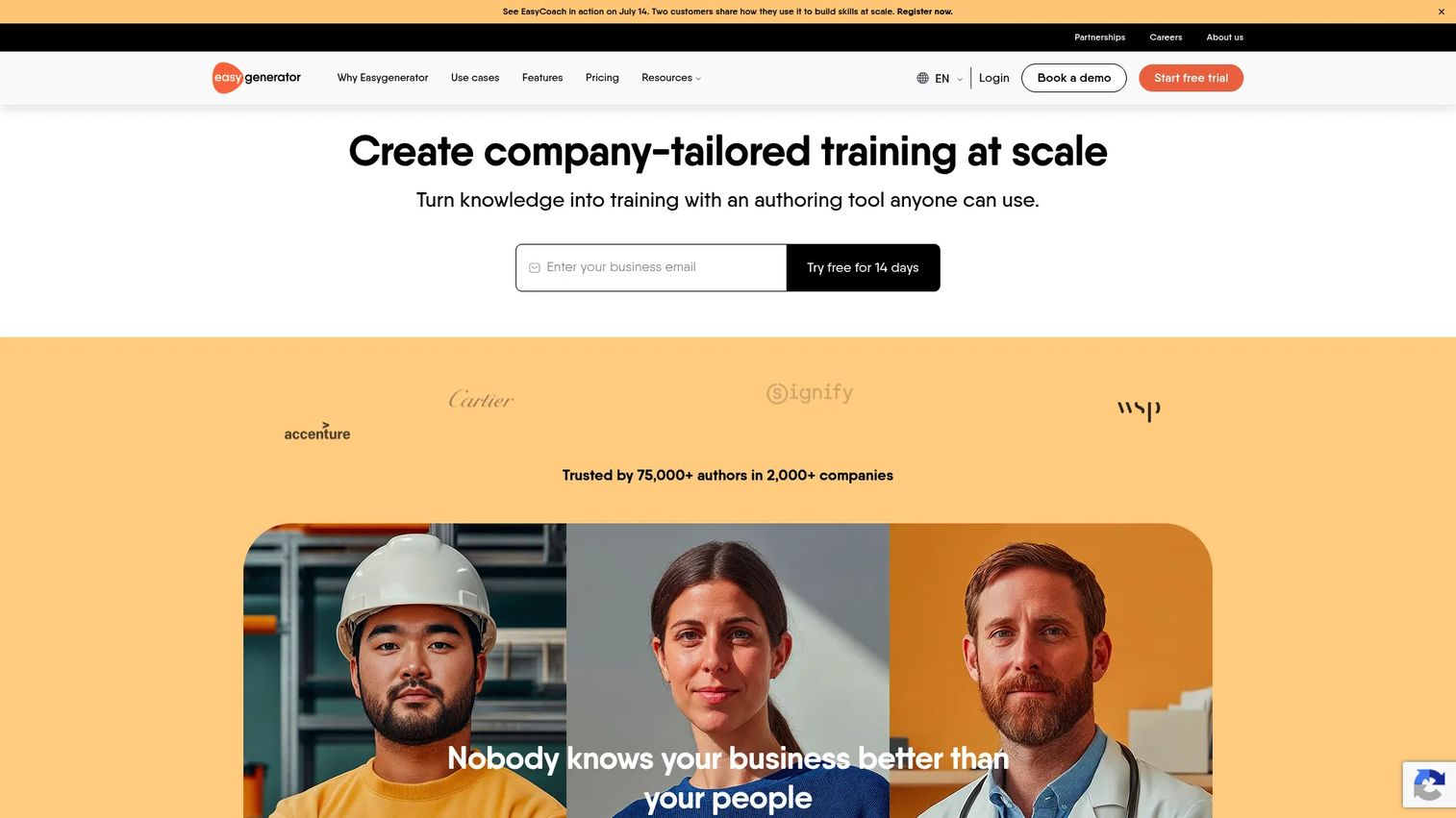 Easygenerator SME-friendly authoring software