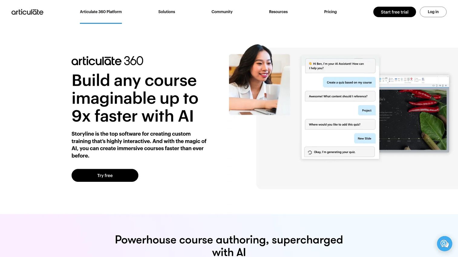 Articulate Storyline 360 authoring interface