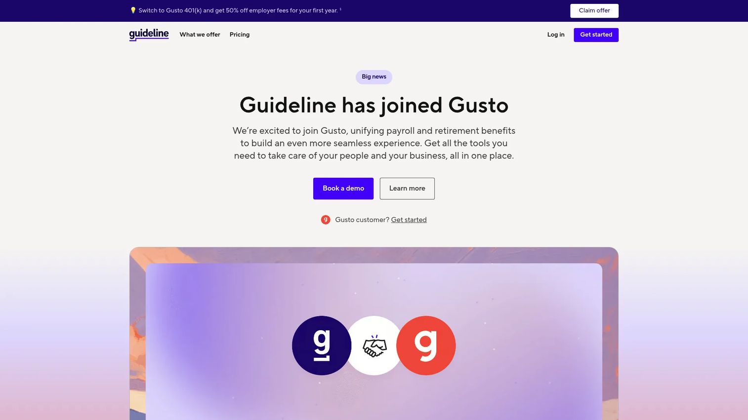 Guideline 401k software homepage