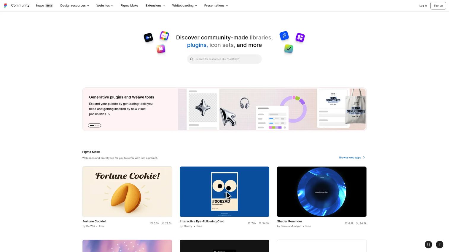 Figma Community page showing design templates and resources