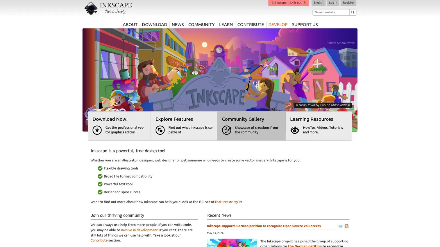 Inkscape vector graphics software homepage