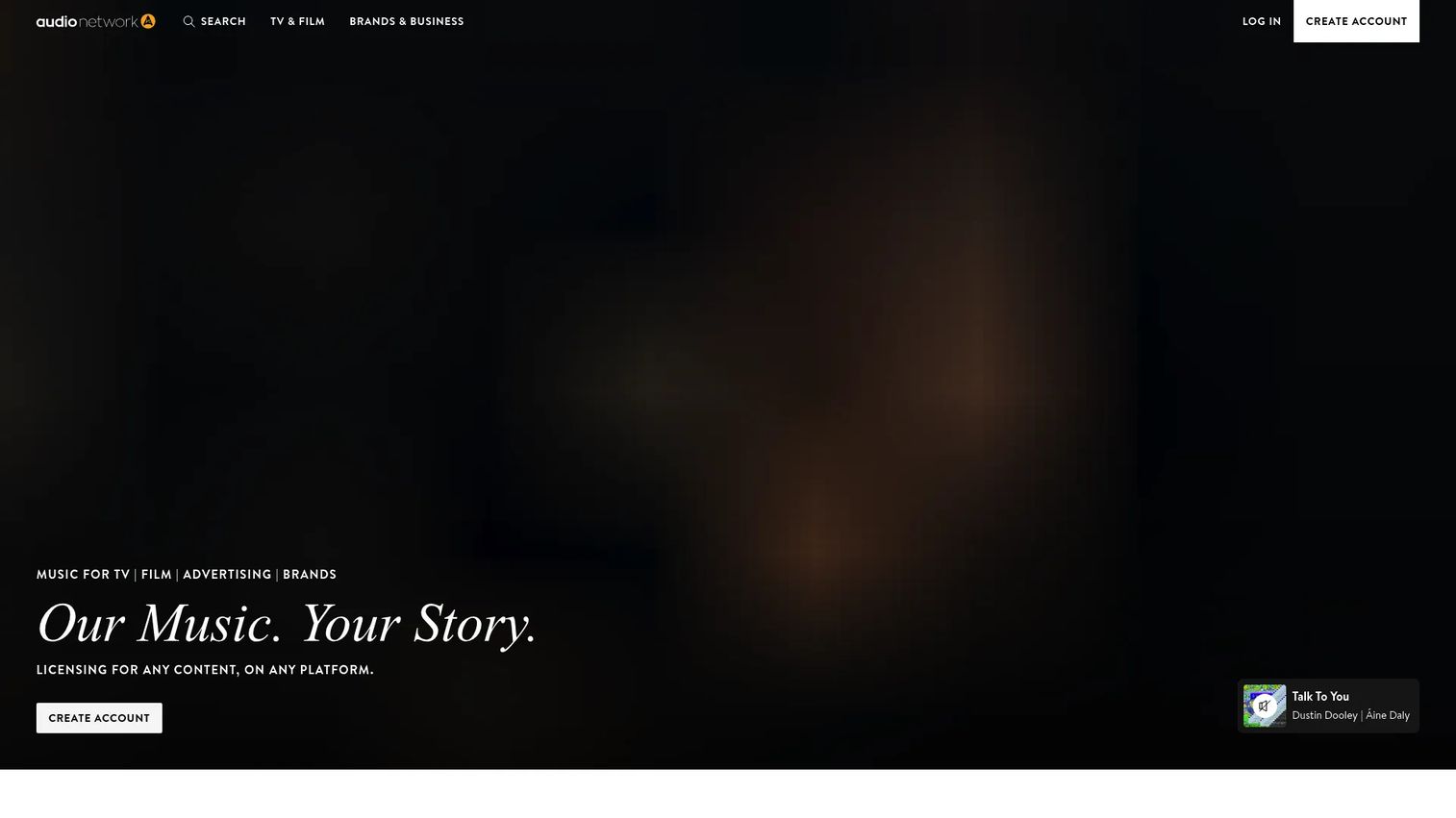 Audio Network production music licensing homepage