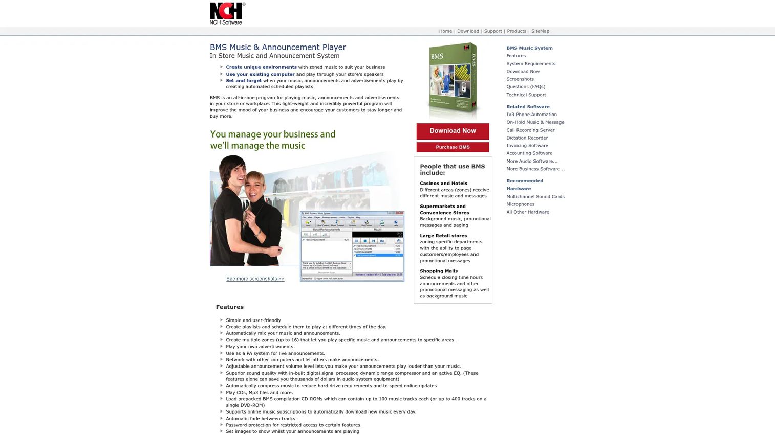 BMS Music and Announcement Player interface