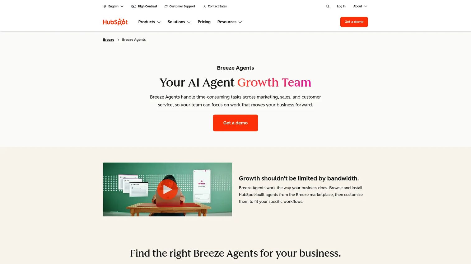 HubSpot Breeze Agents AI automation homepage
