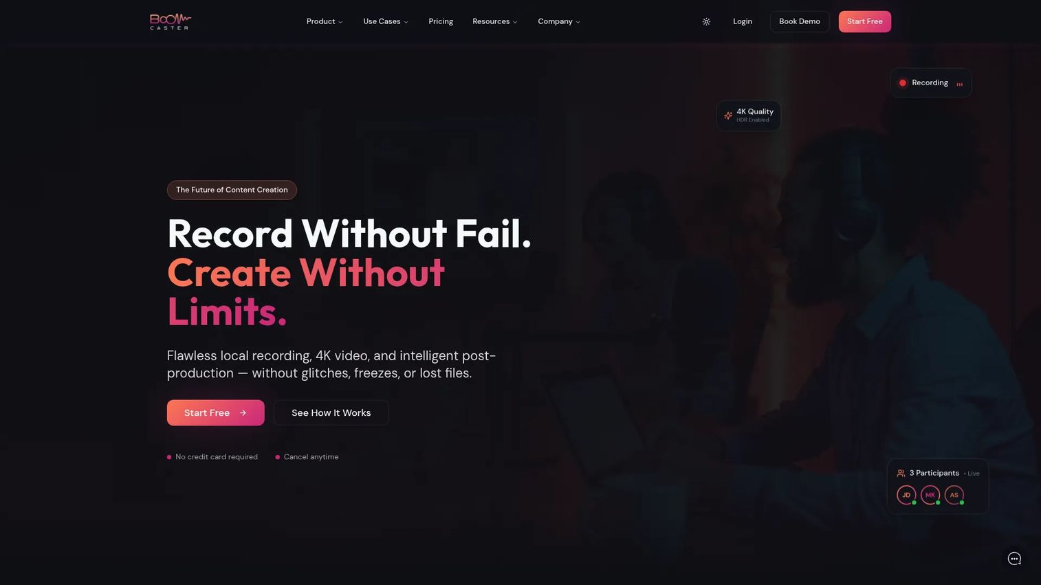 Boomcaster remote recording and livestreaming studio software