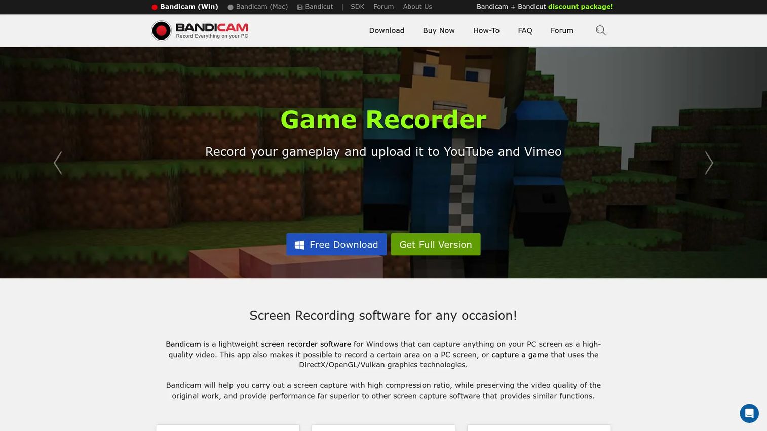 Bandicam Windows screen and game recording software