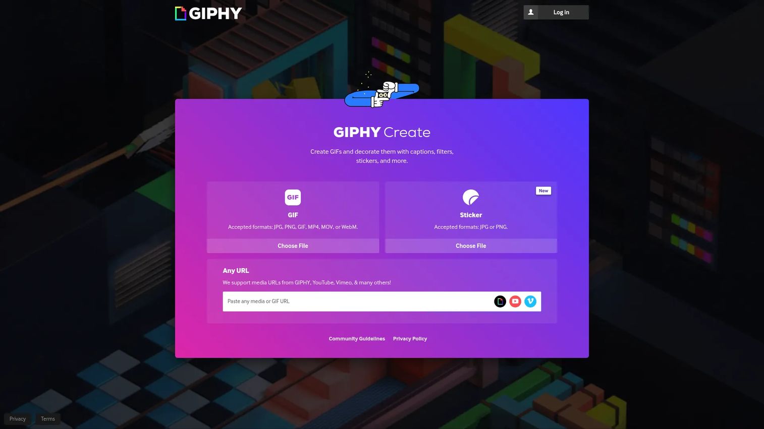 GIPHY Create GIF and sticker maker interface