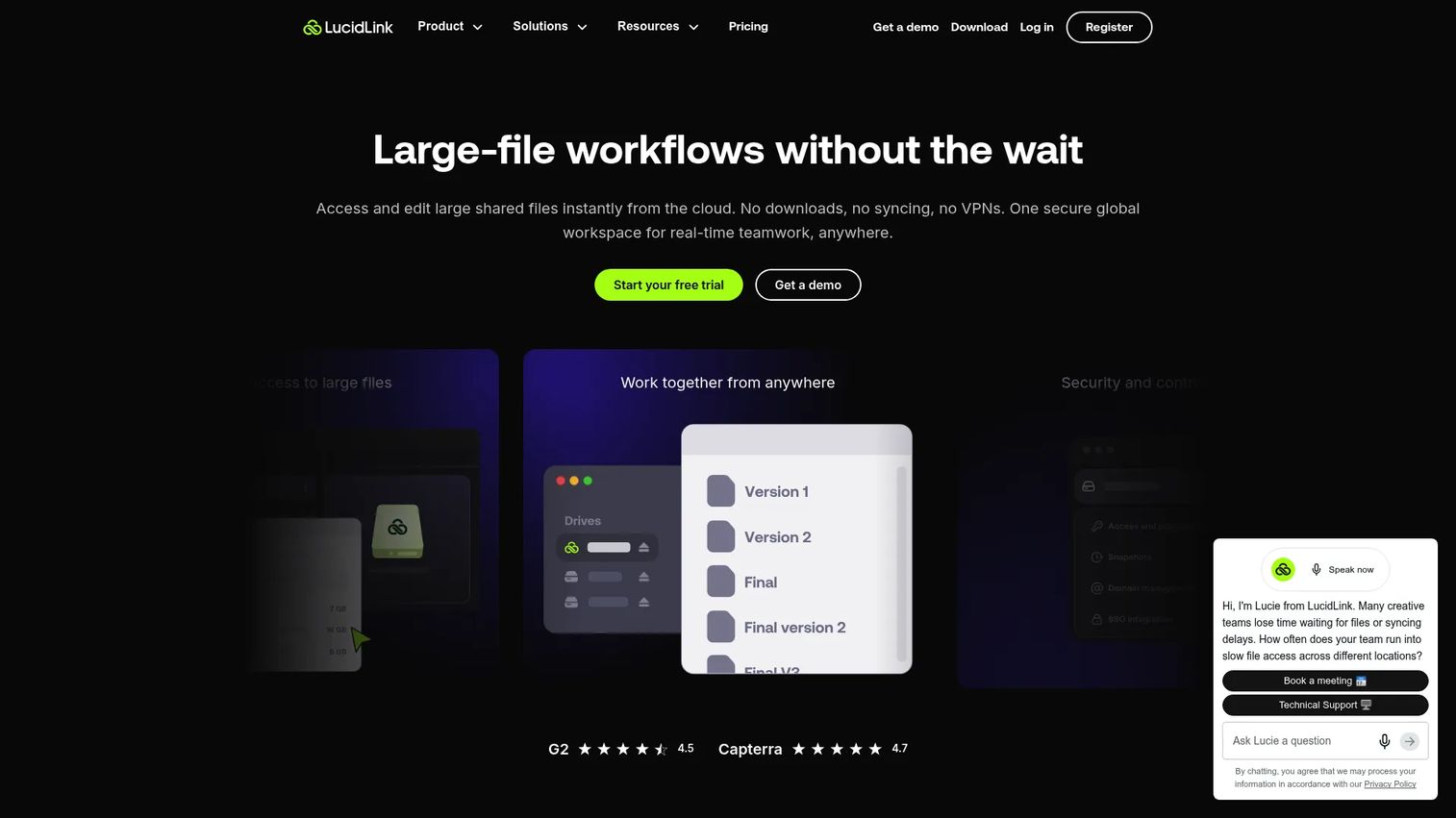 LucidLink file streaming and collaboration interface