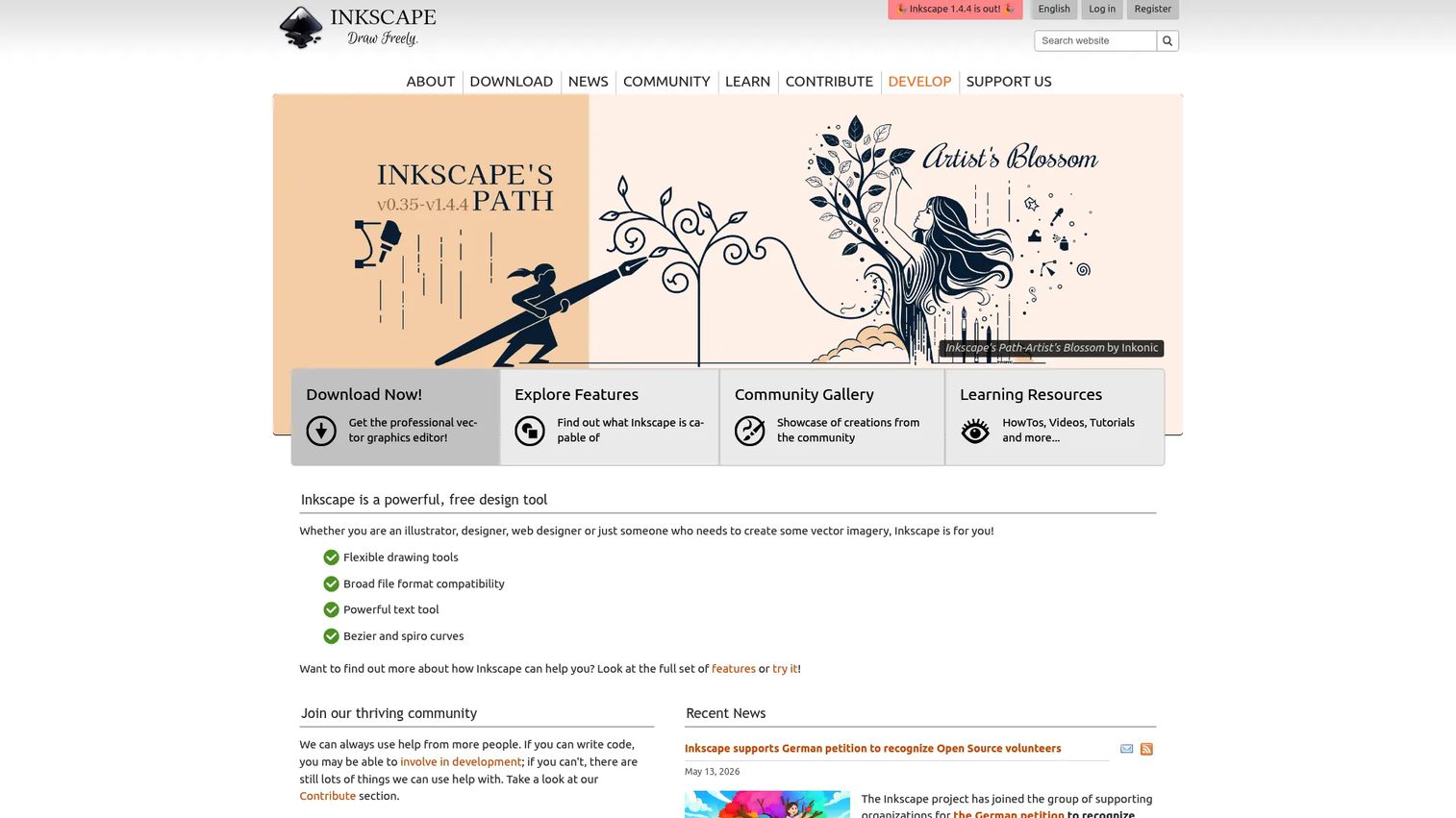 Inkscape homepage screenshot