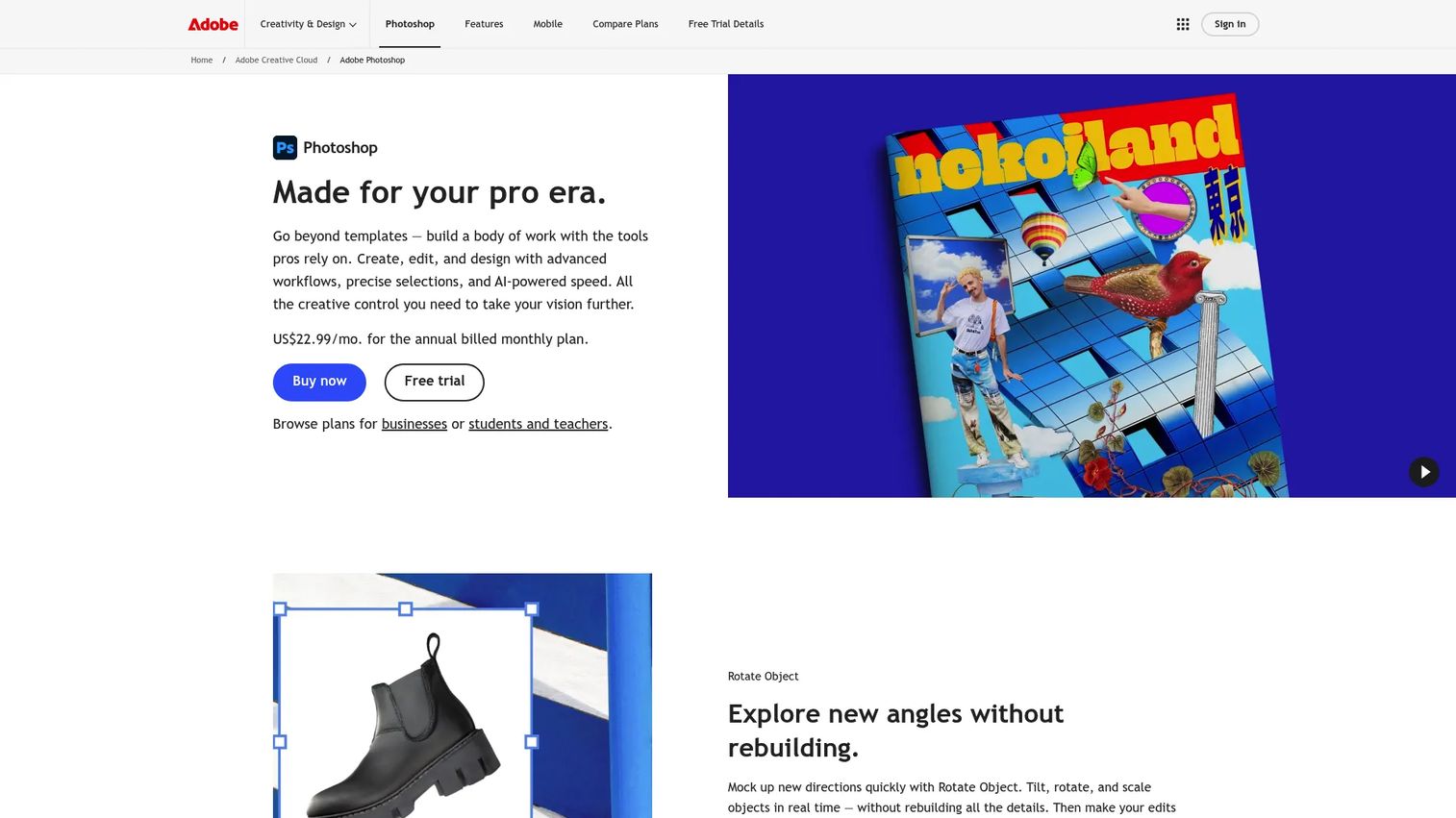 Adobe Photoshop product page screenshot