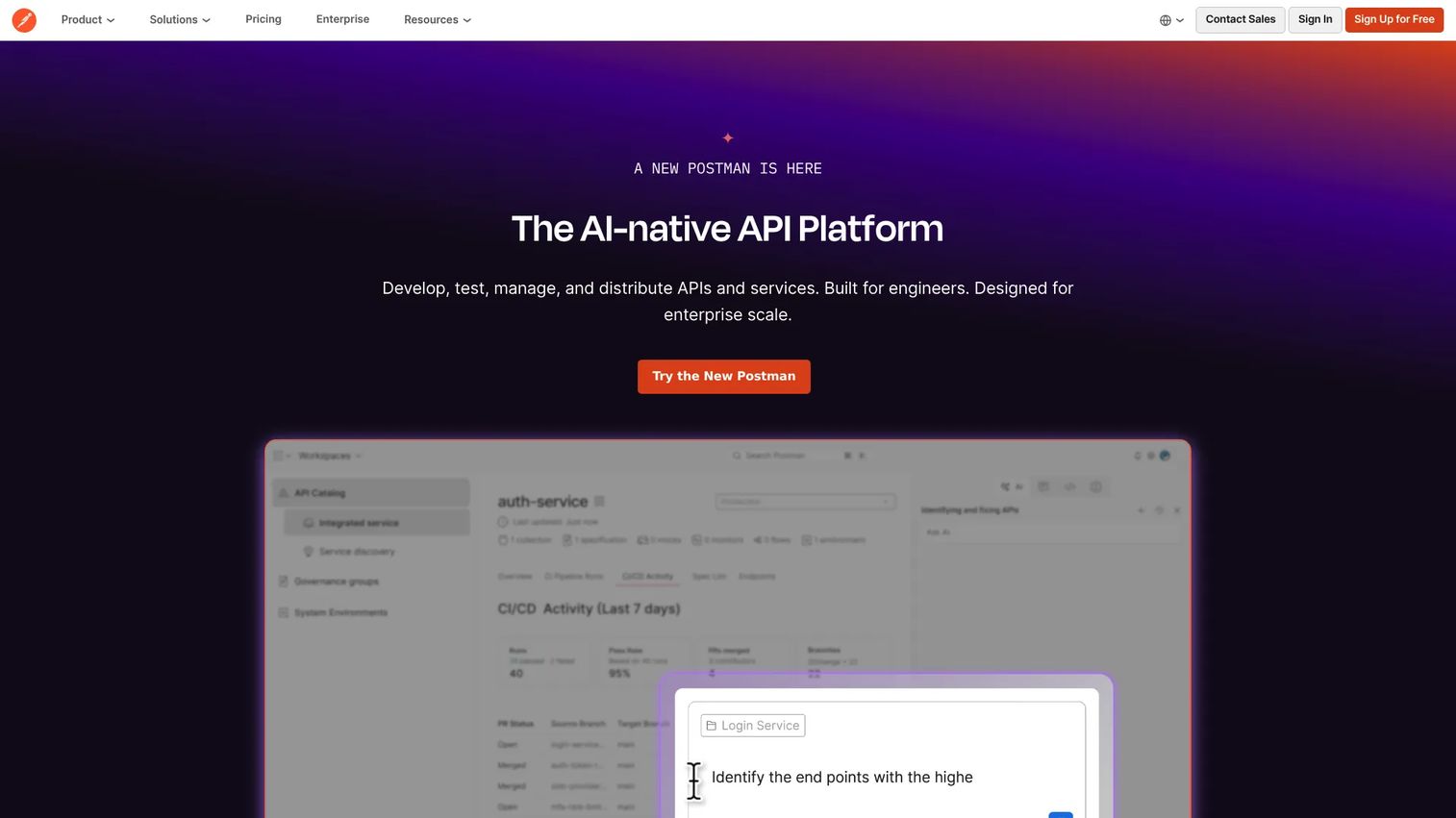 Postman API platform interface