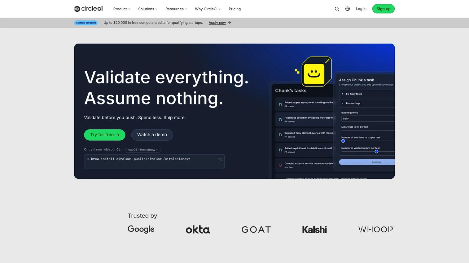 CircleCI cloud CI/CD dashboard