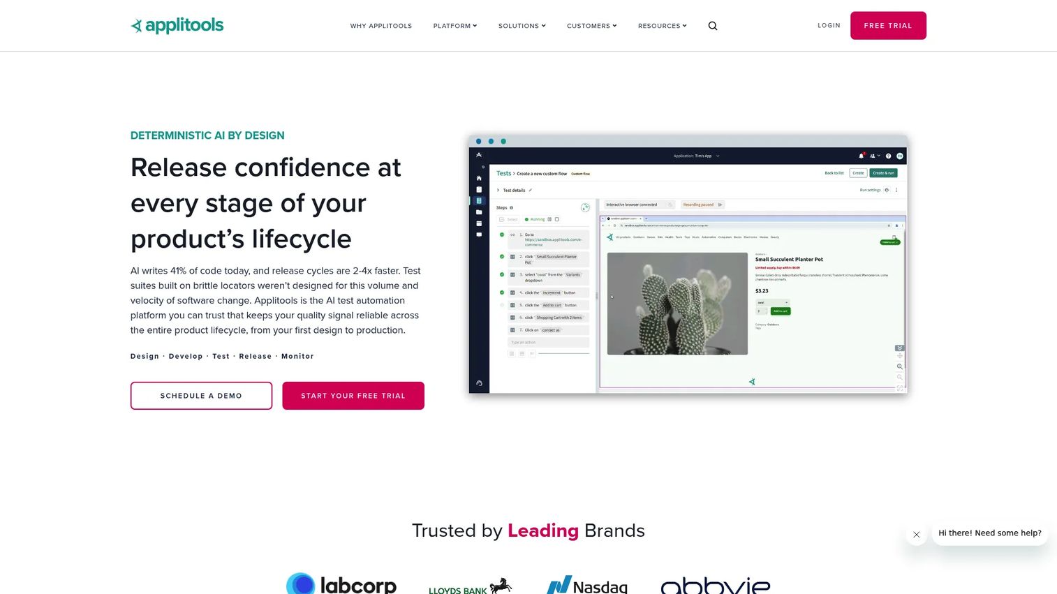 Applitools visual testing platform homepage
