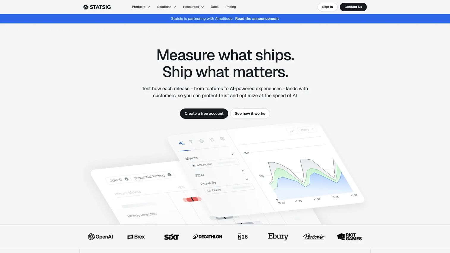 Statsig product development and experimentation platform