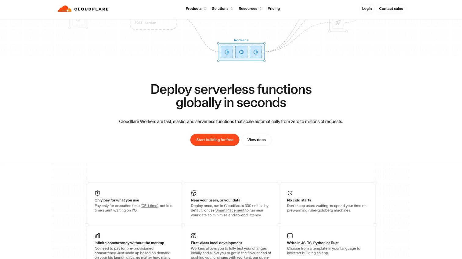 Cloudflare Workers homepage screenshot