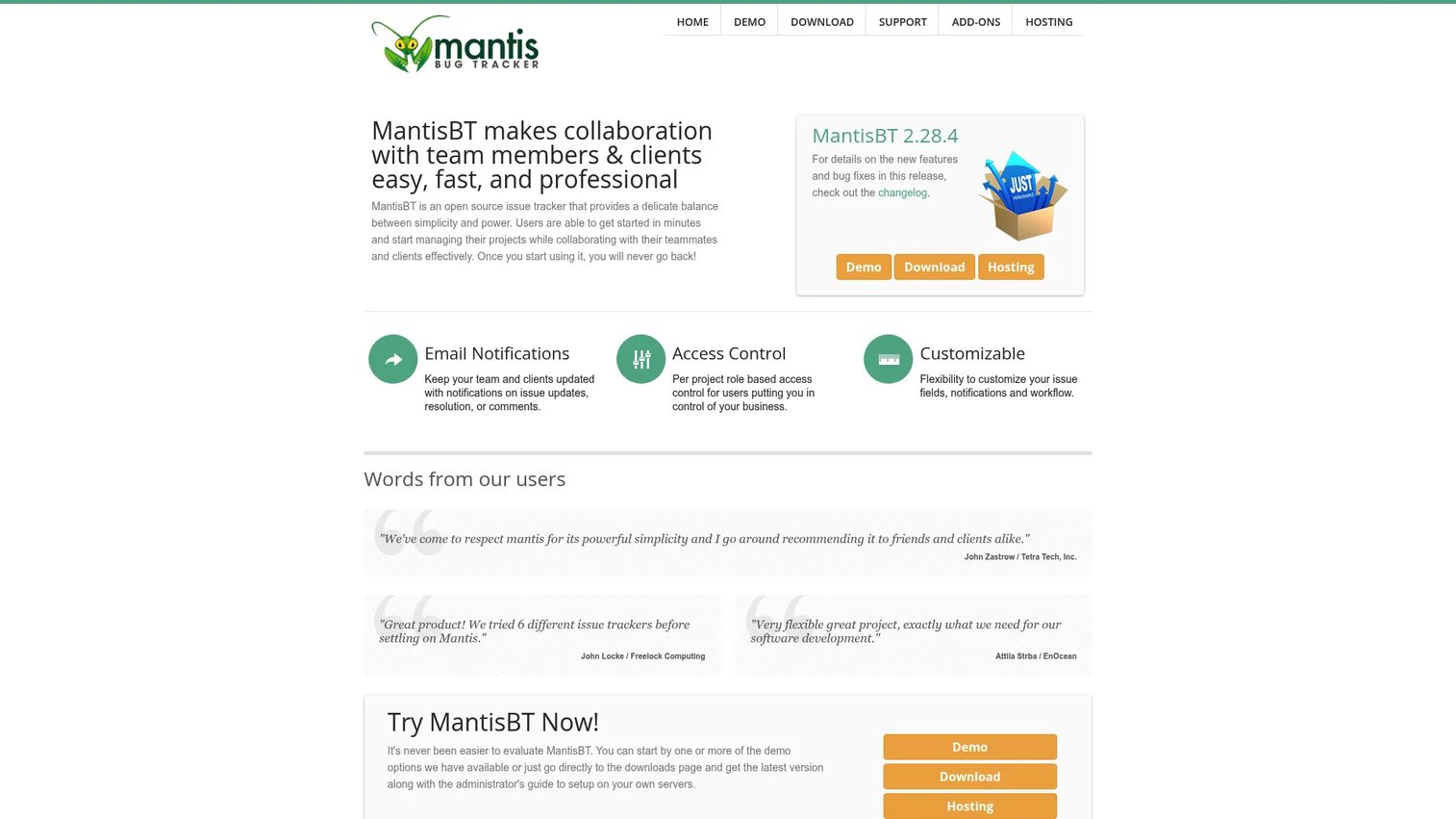 MantisBT bug tracking interface with issue view