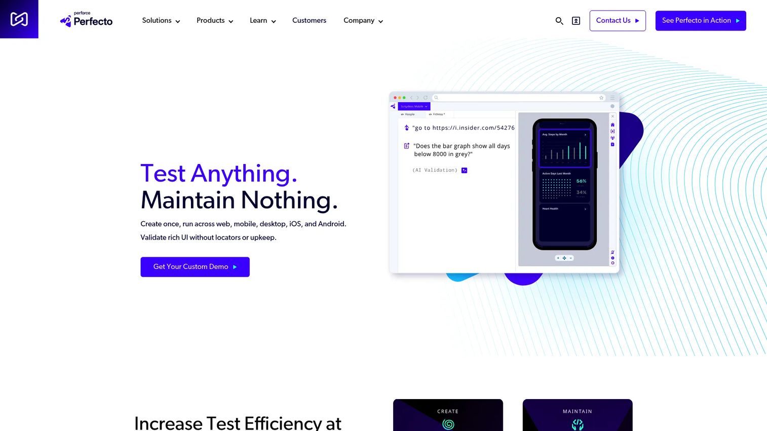 Perfecto enterprise mobile and web testing platform homepage