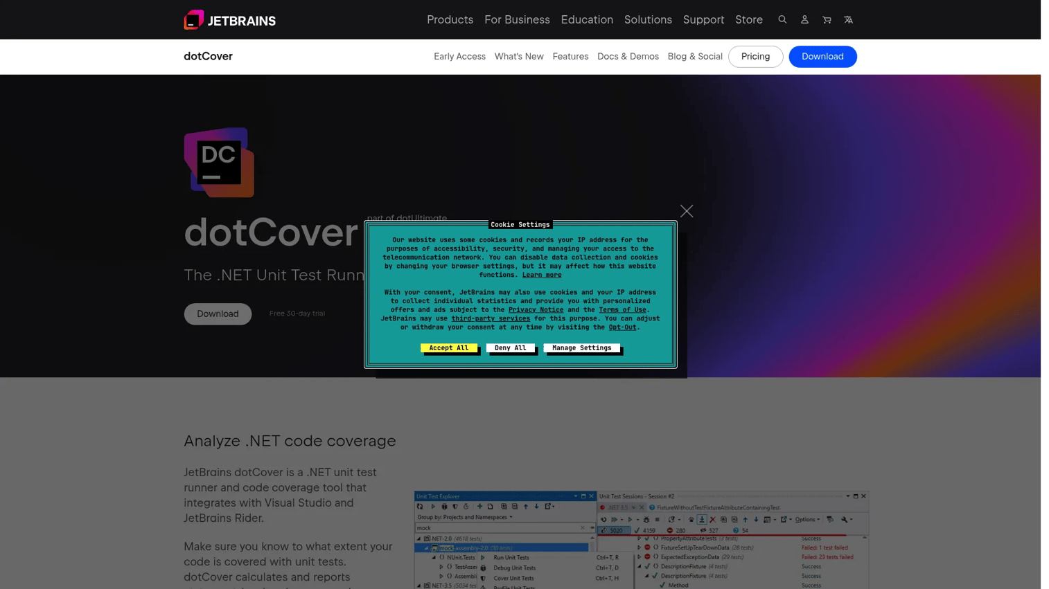 dotCover .NET coverage tool by JetBrains