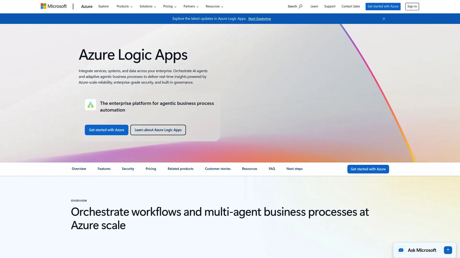 Microsoft Azure Logic Apps homepage