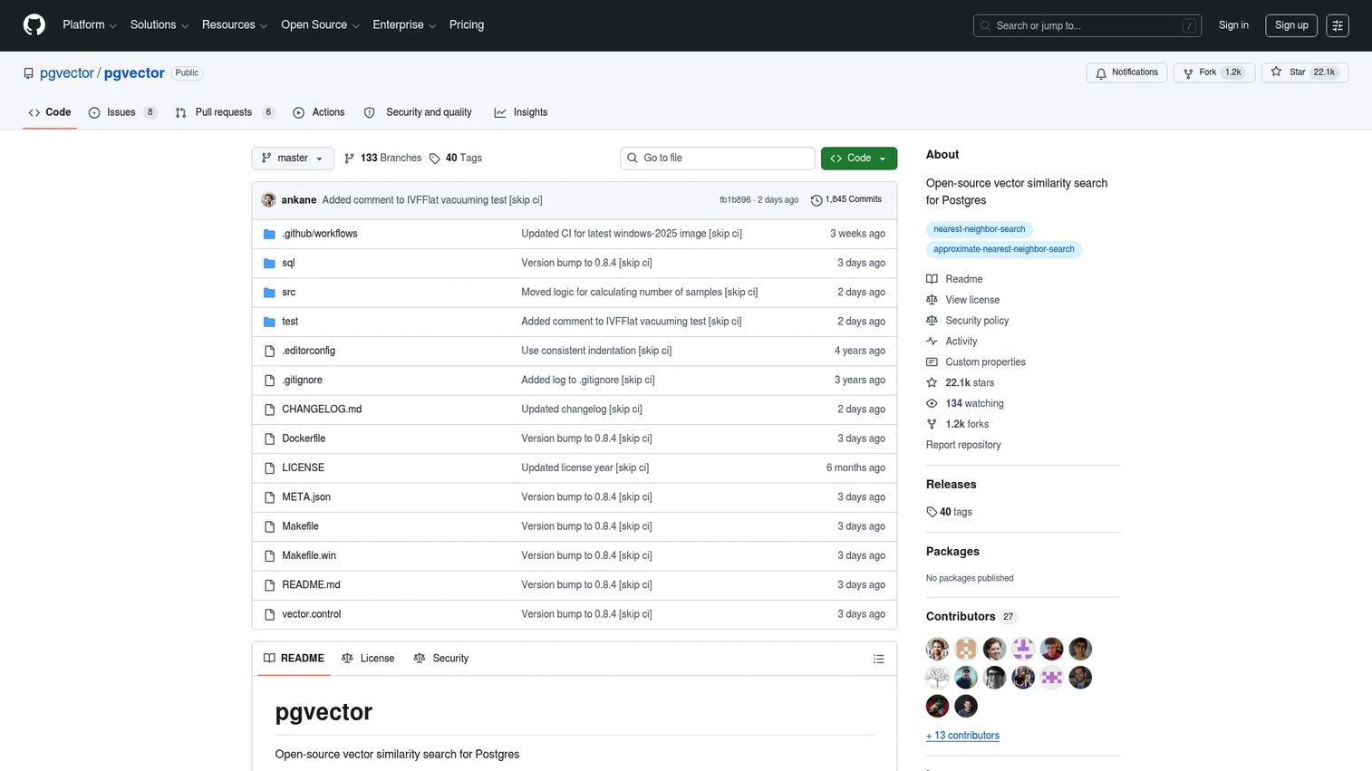 pgvector vector search screenshot