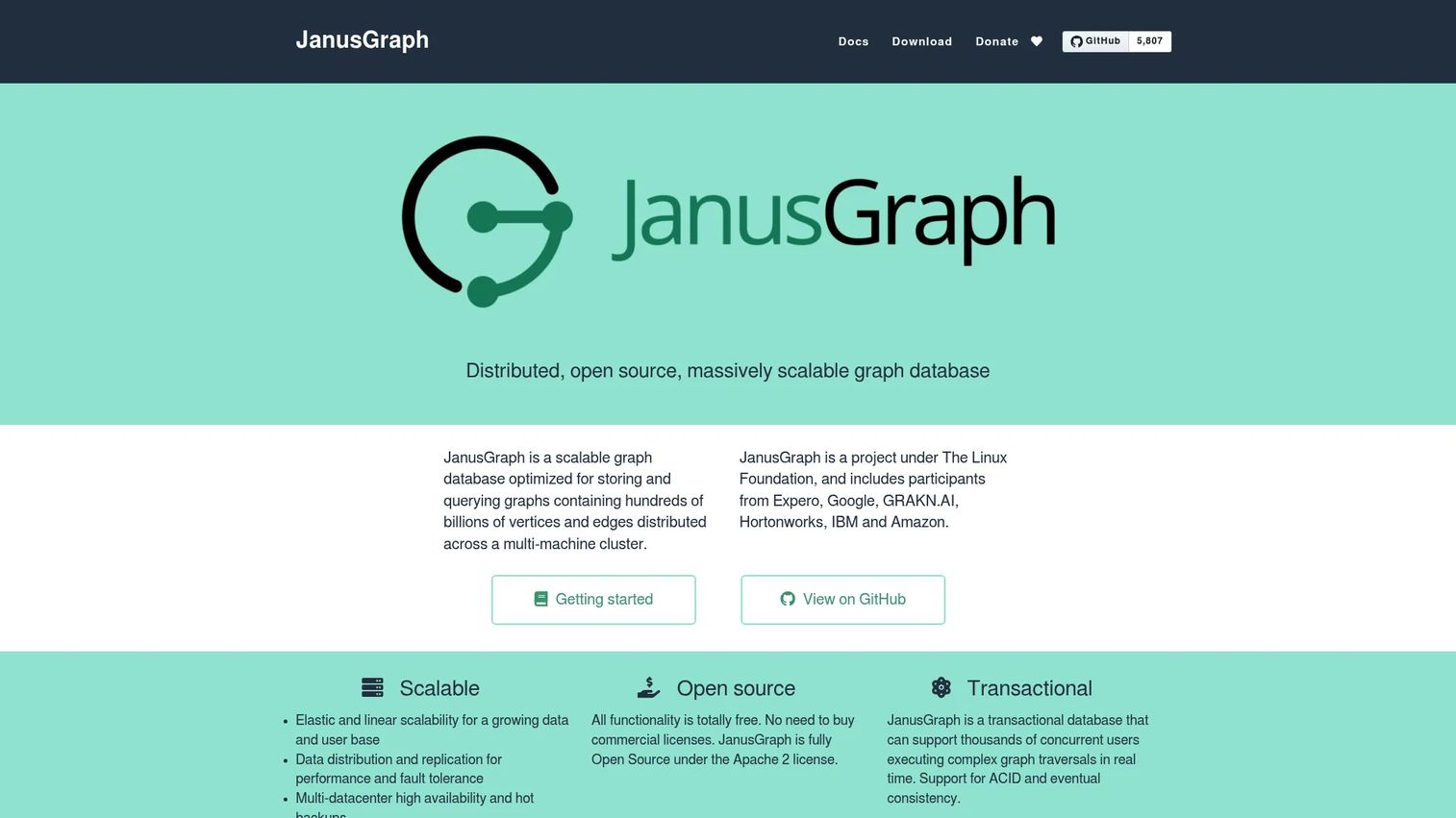 JanusGraph distributed open-source graph database homepage