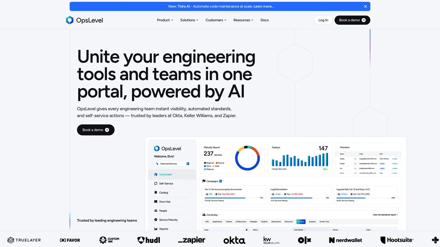 OpsLevel service catalog and maturity platform
