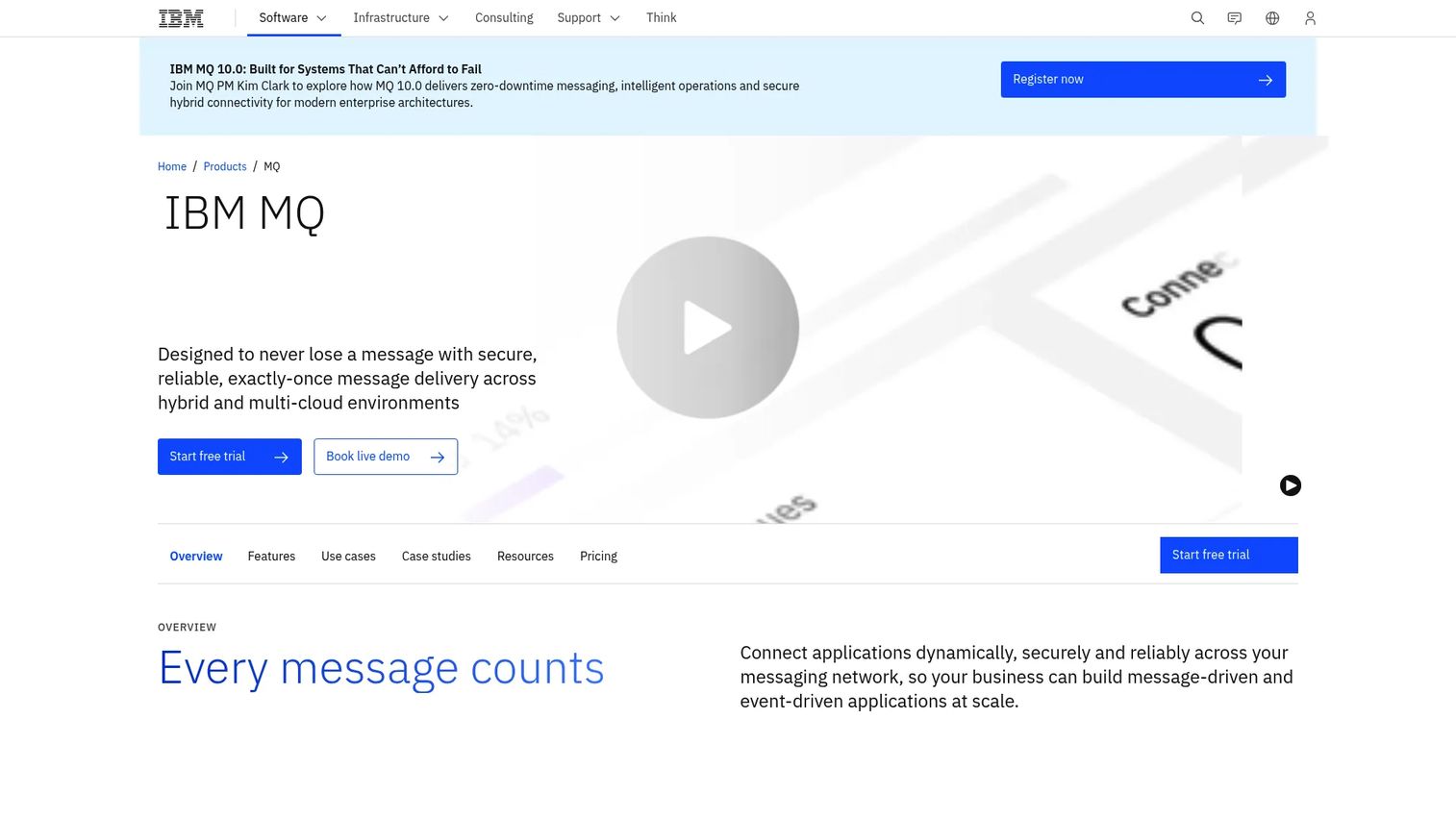 IBM MQ enterprise messaging product page