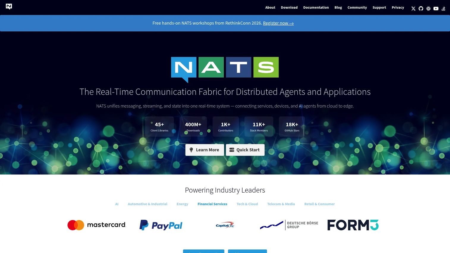 NATS cloud-native messaging homepage