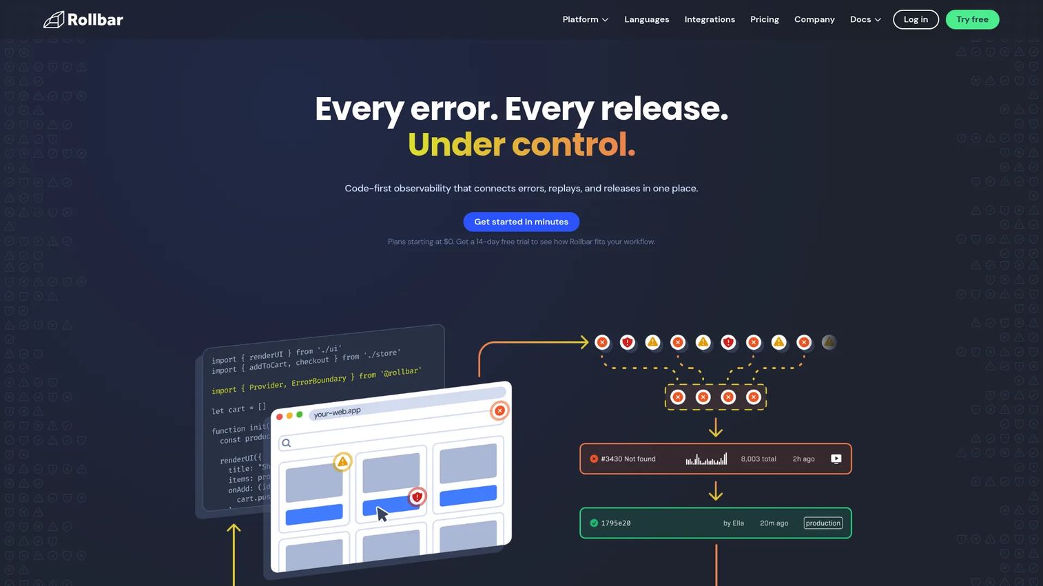 Rollbar error monitoring and debugging platform