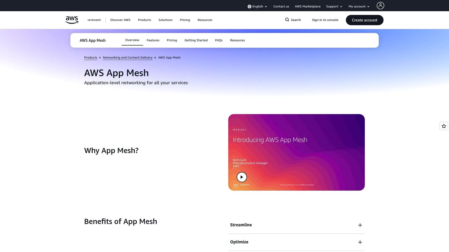 AWS App Mesh homepage