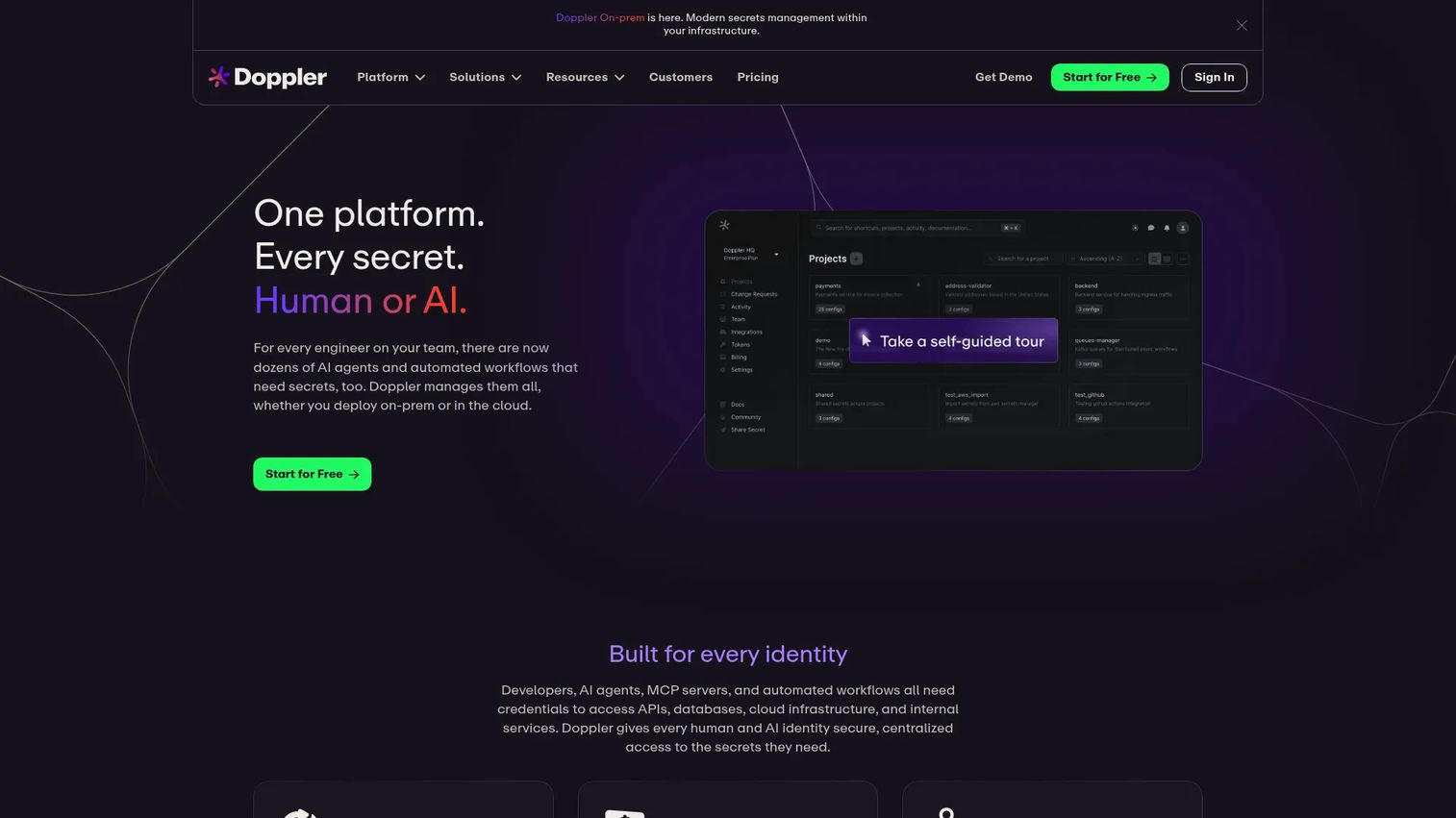 Doppler secrets management dashboard