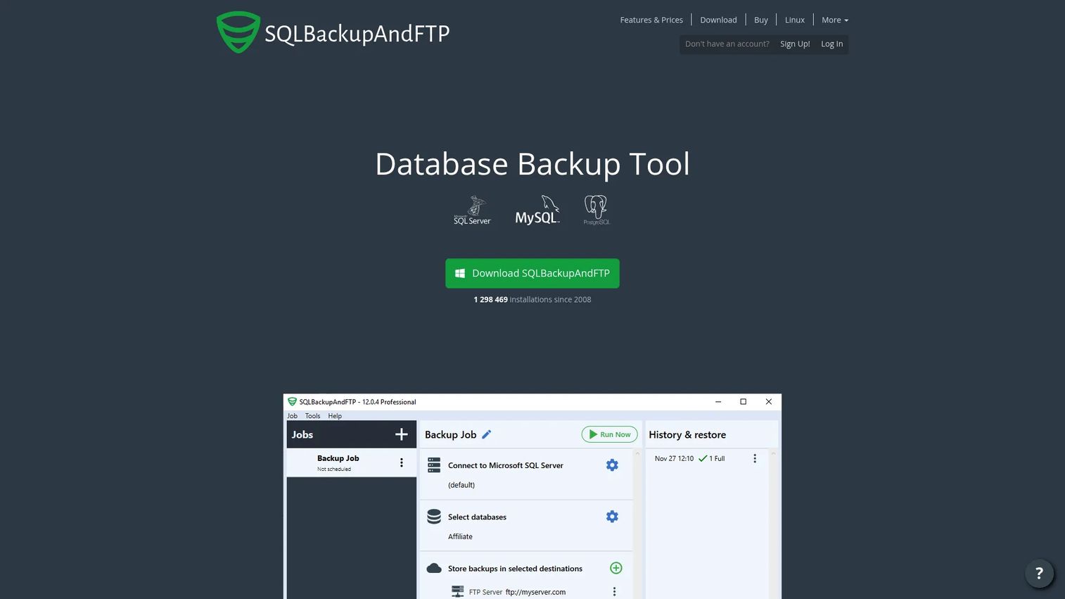 SQLBackupAndFTP homepage