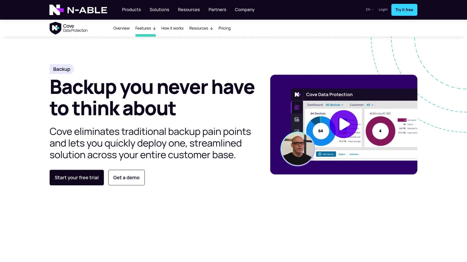 N-able Backup homepage