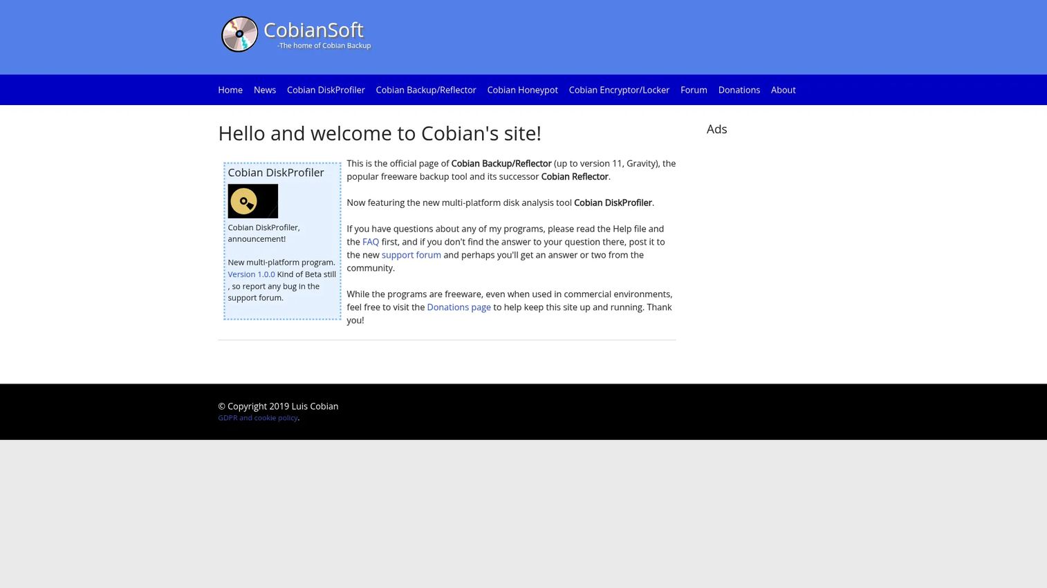 Cobian Backup homepage