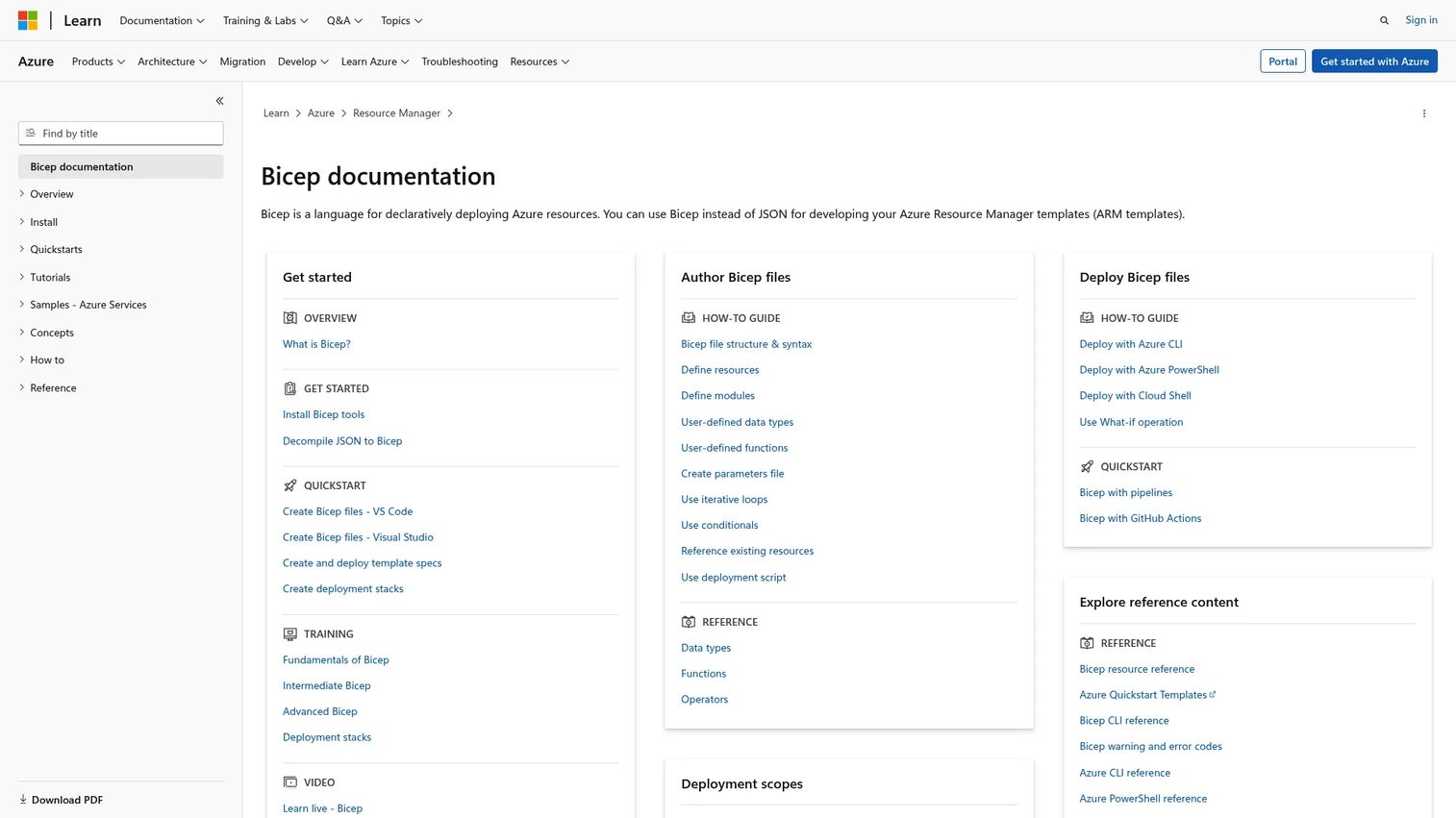 Bicep Azure authoring language