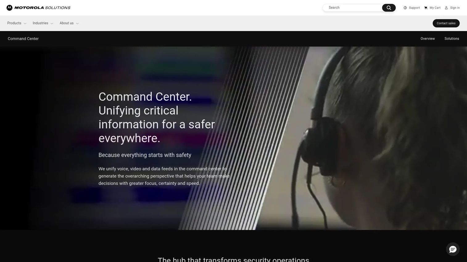 Motorola Solutions Enterprise Command Center Software homepage