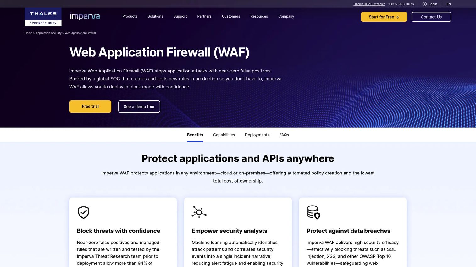 Imperva Web Application Firewall product page
